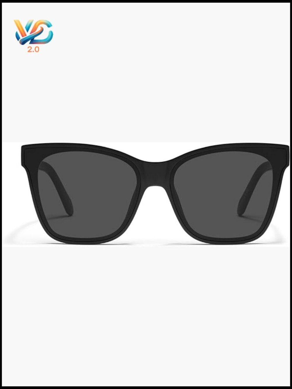 Oversized Square Sunglasses with UV Protection and Hard Case - Cat Eye Brow